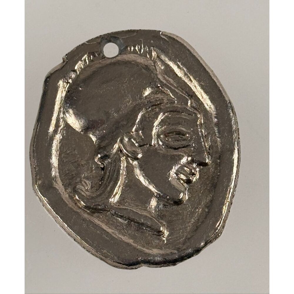 Silver Toned Greek Medallion/Pendant Featuring Pegasus